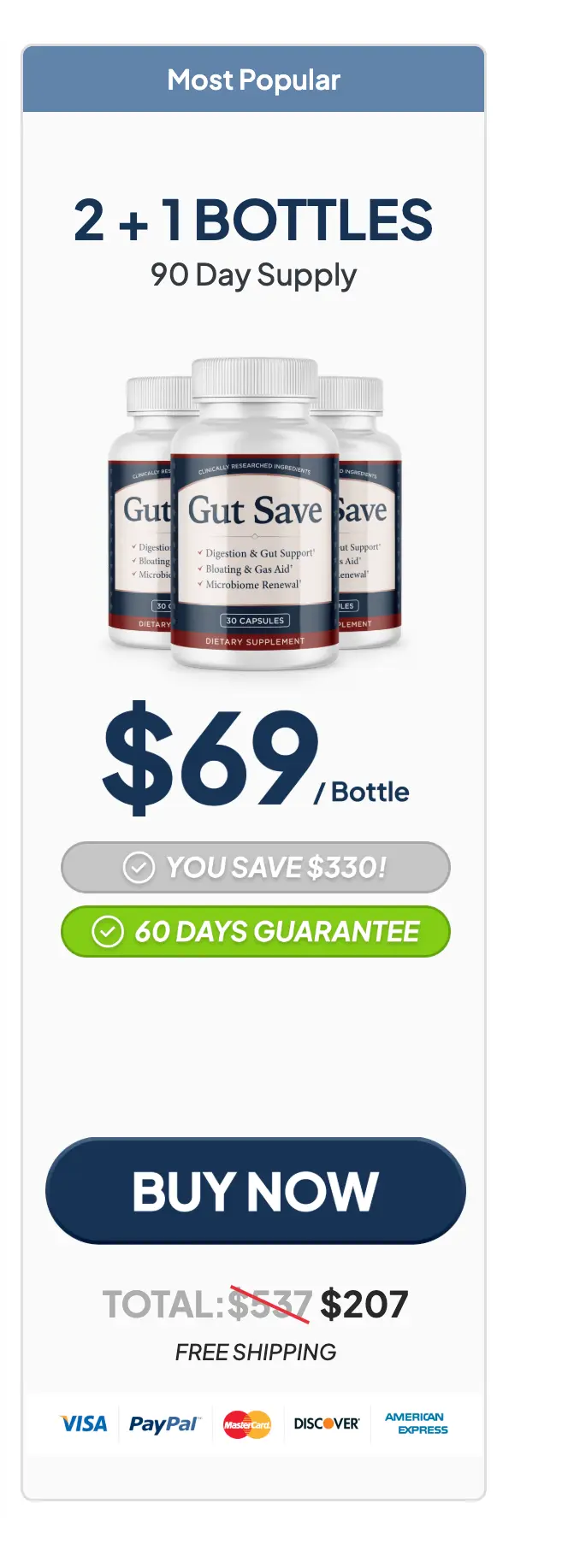 GutSave 3-bottle most popular package price